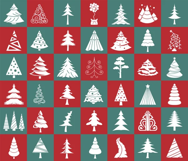 Set di icone dell'albero di Natale. Design piatto isolato. Capodanno inverno c — Vettoriale Stock