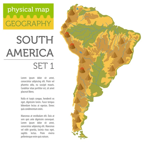 America de Sud elemente de hartă fizică. Construiește-ți propria geografie în — Vector de stoc