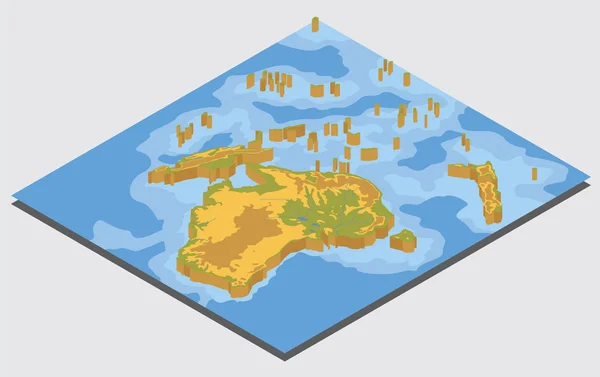 Isometric 3d Australie et Océanie éléments de carte physique. Construire — Image vectorielle