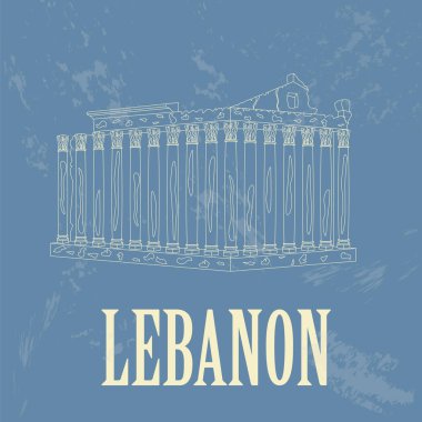 Lübnan Simgesel Yapı mimarisi. Retro tarz resim