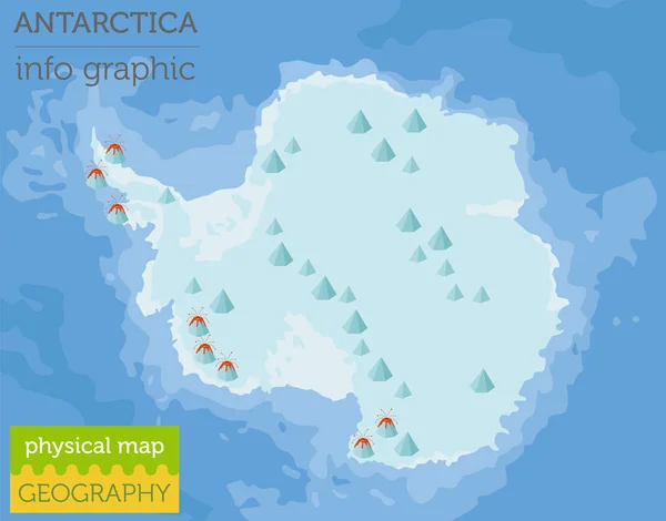 Elementos do mapa físico da Antártida. Construa suas próprias informações de geografia —  Vetores de Stock