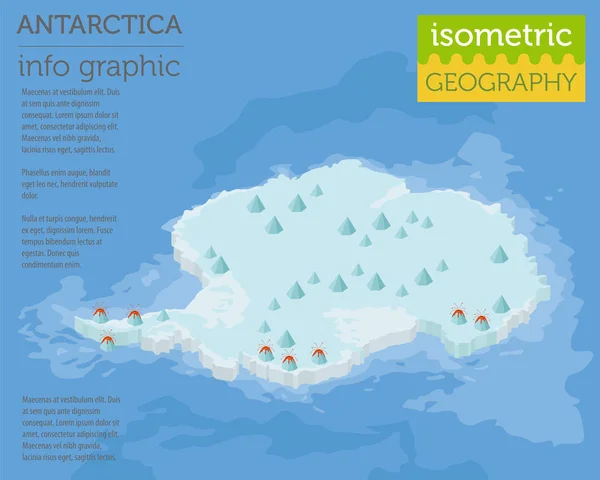 Isometric 3d Antarctica physical map elements. Construisez votre propre ge — Image vectorielle