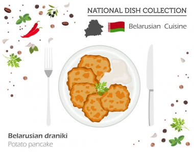 Belarus mutfağı. Avrupa yerel yemeğiniyiyormuşsun koleksiyonu. Patates pa