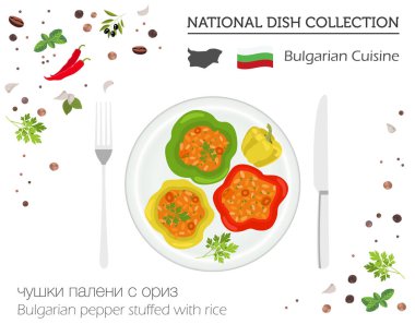 Bulgaristan mutfağı. Avrupa yerel yemeğiniyiyormuşsun koleksiyonu. Bulgar p