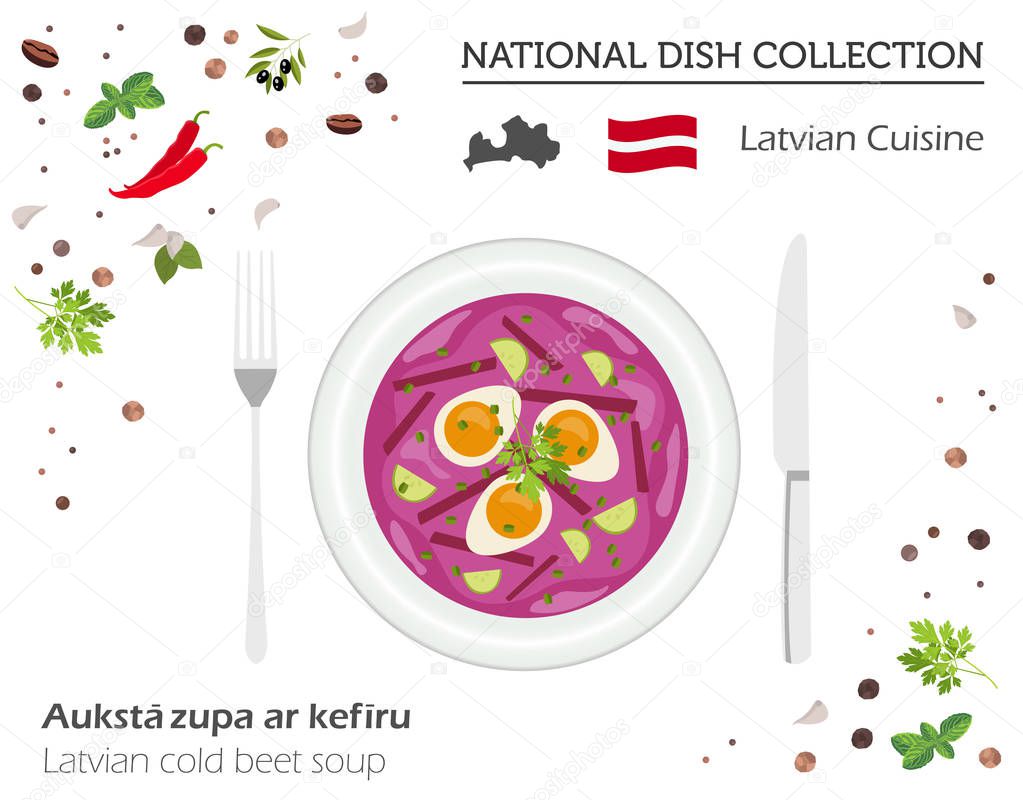 Latvia Cuisine. European national dish collection. Latvian cold 