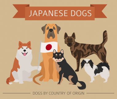 Dogs by country of origin. Japanese dog breeds. Infographic temp clipart