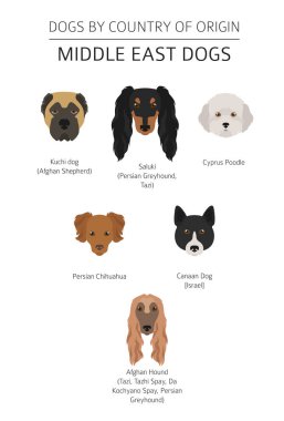 Dogs by country of origin. Near East dog breeds, persian dogs. I clipart
