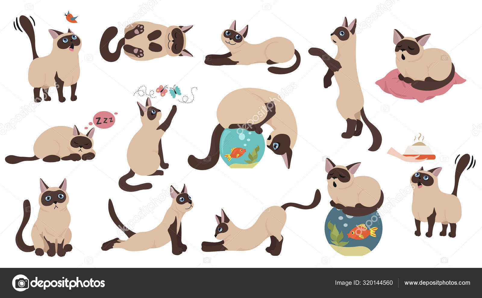 Cartoon Cat Characters Collection Different Cat S Poses Yoga A Stock Vector Royalty Free Vector Image By C A7880s 320144560