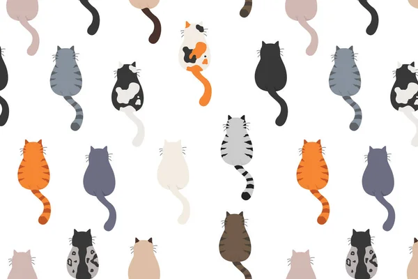 Los gatos posan detrás. Culos de gato. Patrón de diseño plano — Archivo Imágenes Vectoriales
