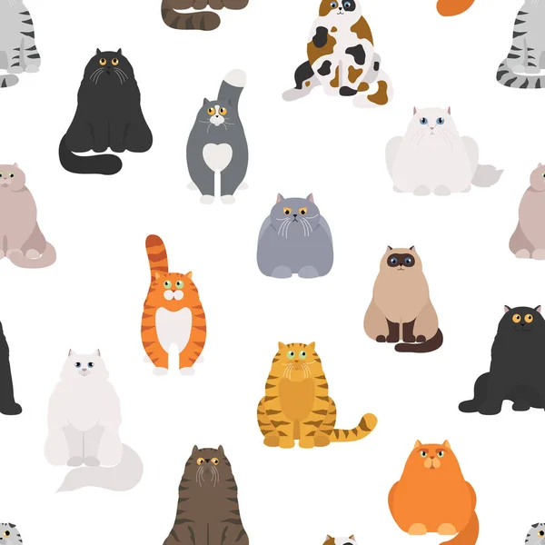 Αφίσα γάτας. Cartoon χαρακτήρες γάτα αδιάλειπτη μοτίβο. Διαφορετικό c — Διανυσματικό Αρχείο