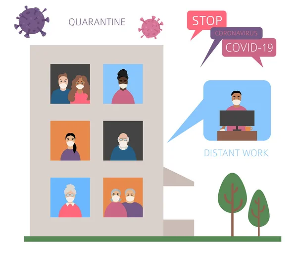 Quarantine Stop Coronavirus Epidemic Design Concept Vector Illustration — Stock Vector