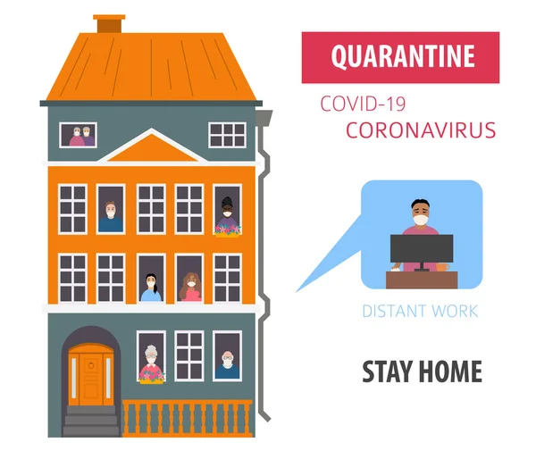 Quarantine Stop Coronavirus Epidemic Design Concept Vector Illustration — Stock Vector