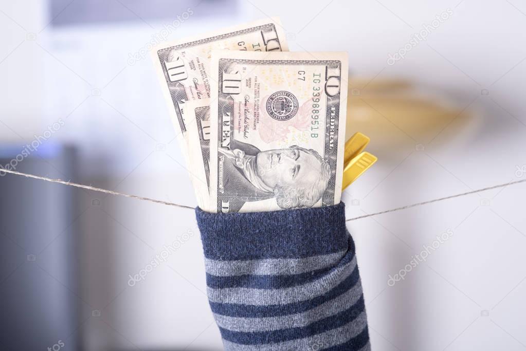 dollar savings hidden in a sock