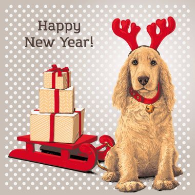 Geyik şapka hediye yanında oturan köpek