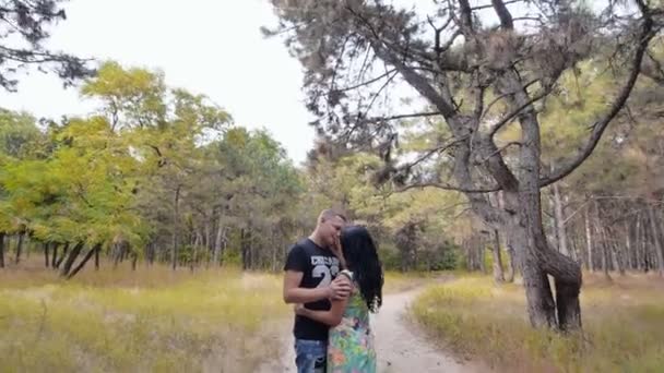 森の中の愛情のあるカップル — ストック動画