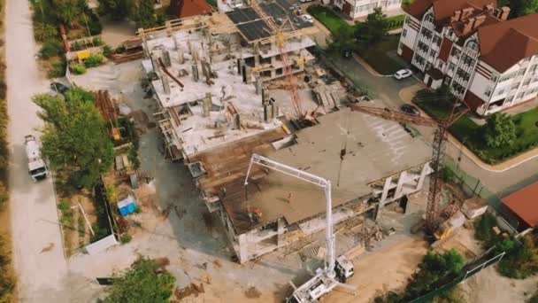 Betonové Budovy Letecký Výhled Vícepodlažní Bytový Komplex Výstavby — Stock video