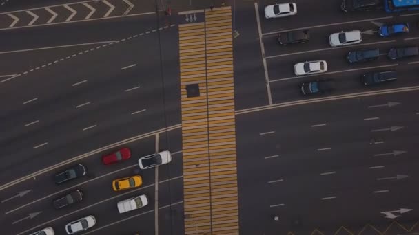 Pedestrian Crossing Pedestrians Traffic Aerial View Road Zebra Crossing — Stock Video