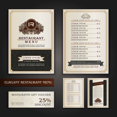Vektör Restoran menü tasarımı, broşür şablonu Logo ile