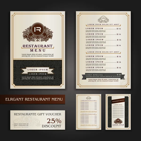 Vektor restaurace Menu Design, brožura šablony s logem — Stockový vektor