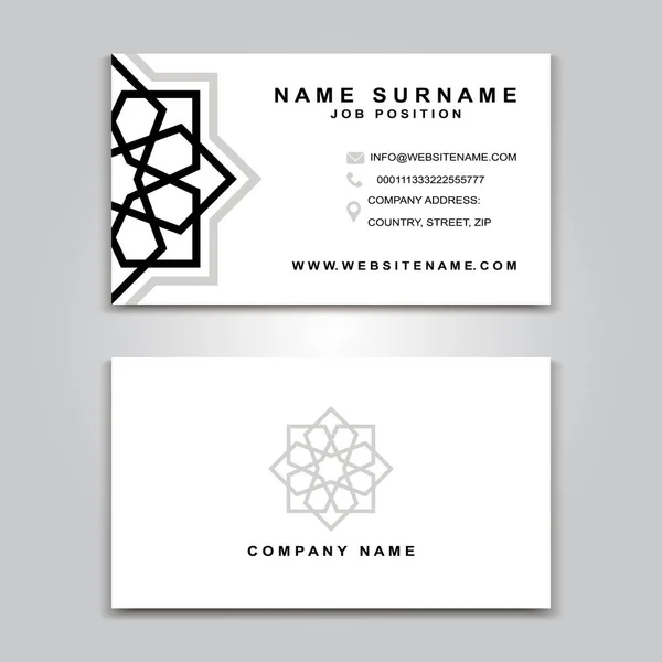 Επιχειρηματική κάρτα διάνυσμα δημιουργικού σχεδιασμού, ισλαμικό στυλ, δείγματα εμπρός και πίσω — Διανυσματικό Αρχείο
