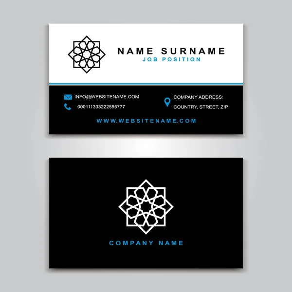 Business Vector Card design criativo, estilo islâmico, amostras dianteiras e traseiras — Vetor de Stock