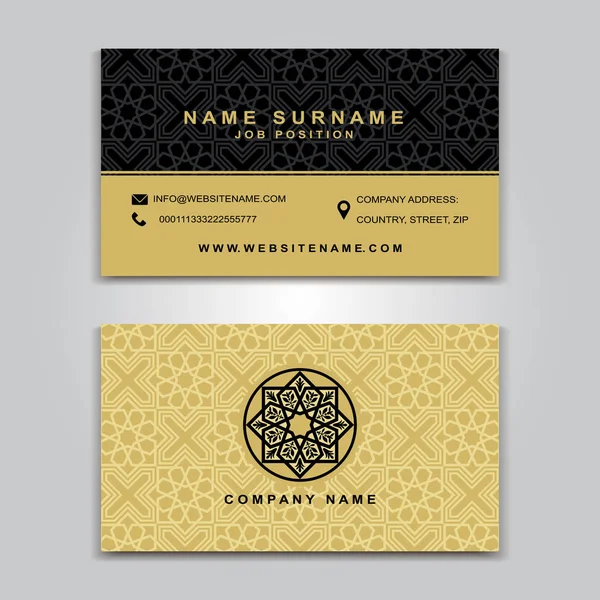 Business Vector Card design criativo, estilo islâmico, amostras dianteiras e traseiras —  Vetores de Stock