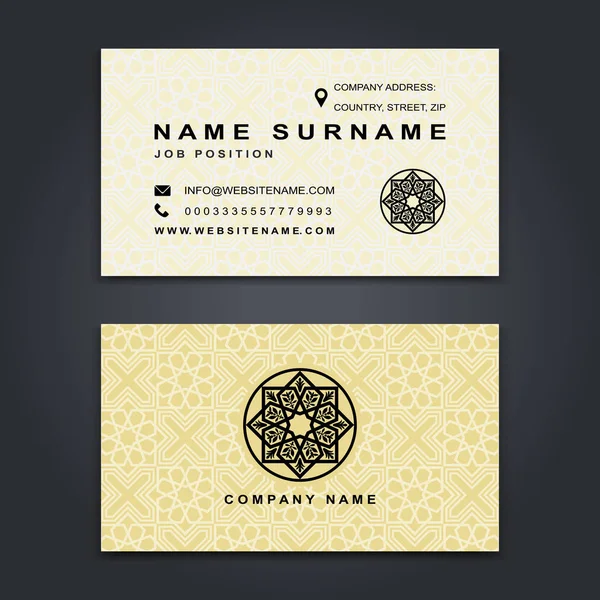 Business Vector Card design criativo, estilo islâmico, amostras dianteiras e traseiras —  Vetores de Stock