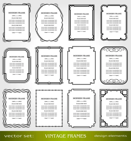 Vector Vintage frames and borders set, Victorian book covers and pages decorations — Stock Vector