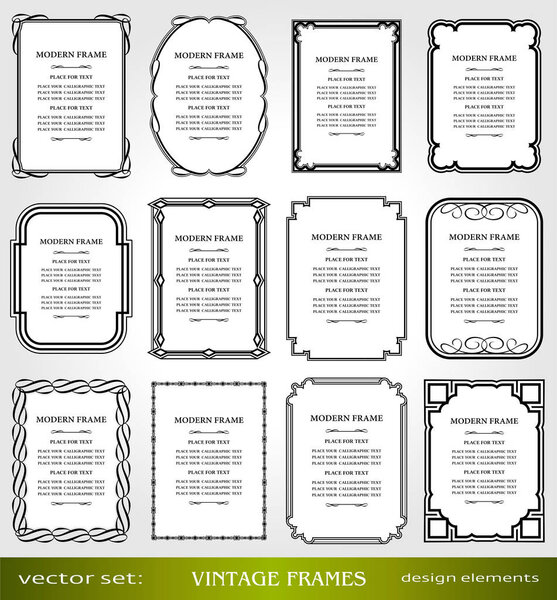 Vector Vintage frames and borders set, Victorian book covers and pages decorations