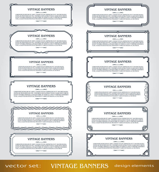 Vector Vintage Banners, Borders and Frames set, Victorian book covers and pages decorations — стоковый вектор