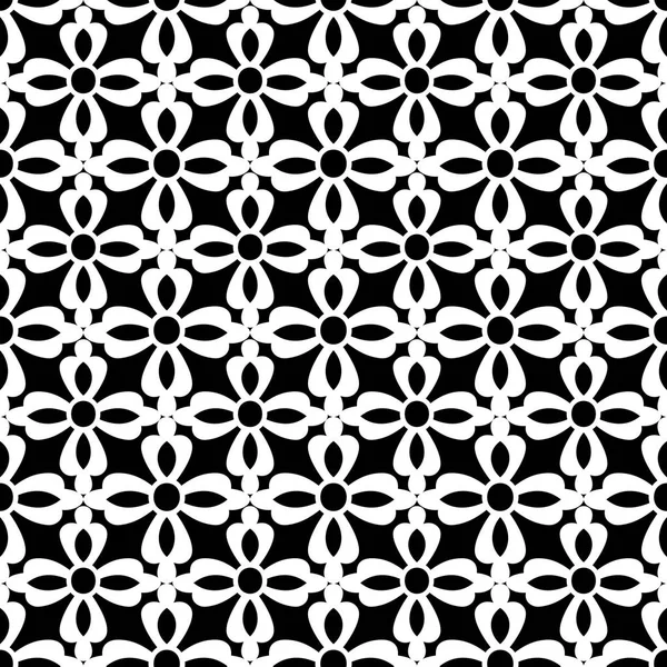 ベクトル パターン デザイン、黒と白の花柄生地、幾何学的な背景 — ストックベクタ