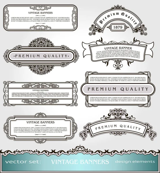 Vector Vintage Banners, Borders and Frames set, Victorian book covers and pages decorations — стоковый вектор