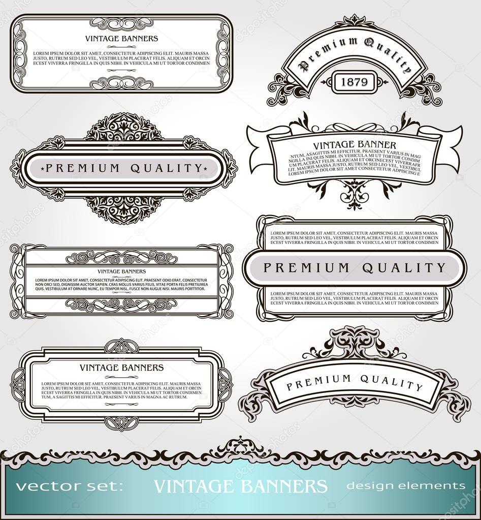 Vector Vintage Banners,Borders and Frames set, Victorian book covers and pages decorations
