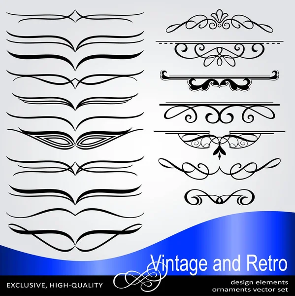 Elementos de diseño creativo vectorial con remolinos de caligrafía, conjunto de líneas — Vector de stock