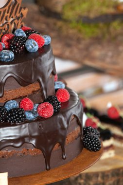 Çikolatalı pasta görünümü kapatın