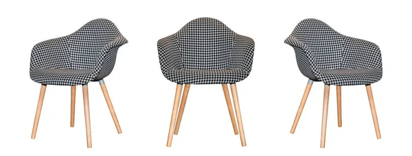 Moderna textila stol i svart och vitt schack mönster isolerade — Stockfoto