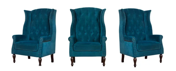 纺织经典蓝色椅子 — 图库照片