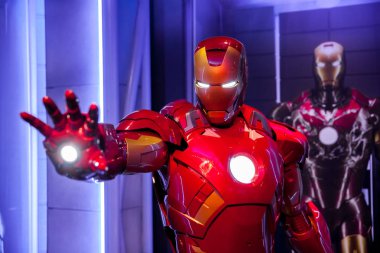 Tony Stark'ın Iron Man Marvel çizgi roman Madame Tussauds balmumu müzesine Amsterdam, Hollanda, balmumu rakam