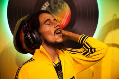Balmumu şekil Bob Marley şarkıcı, Madame Tussauds balmumu müzesine Amsterdam, Hollanda