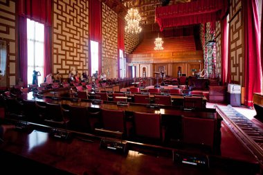 İç Stockholm City Hall. City Hall Belediye Meclisi Binası yer alır.