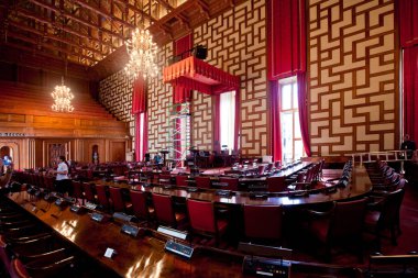İç Stockholm City Hall. City Hall Belediye Meclisi Binası yer alır.