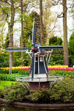 Keukenhof içinde dekoratif yel değirmeni