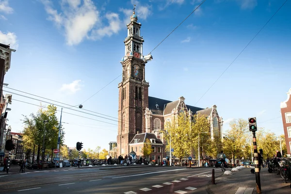 Westerkerk templom Amszterdam, Hollandia — Stock Fotó
