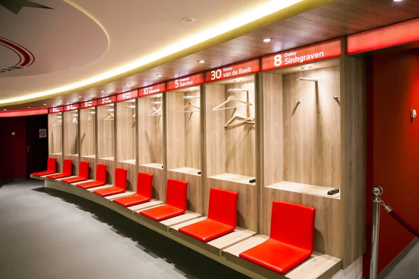 Vista interior do camarim na Amsterdam Ajax Football Arena — Fotografia de Stock