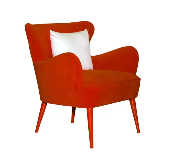 Czerwone krzesło nowoczesne na białym tle — Zdjęcie stockowe