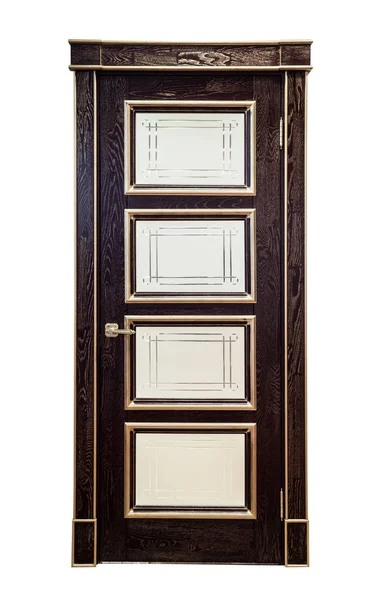 Brązowe drzwi na białym tle — Zdjęcie stockowe