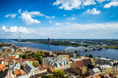 Riga şehir merkezi havadan görünümü