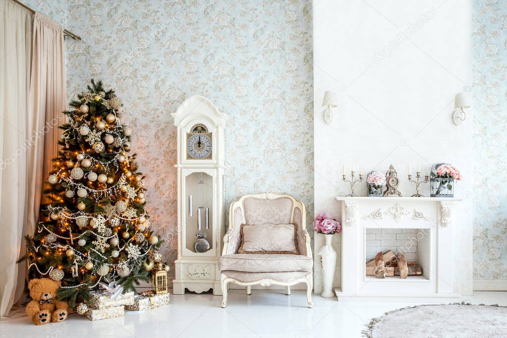 Classic white christmas interior