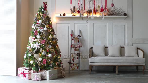 Natal e ano novo decoração de interiores — Vídeo de Stock