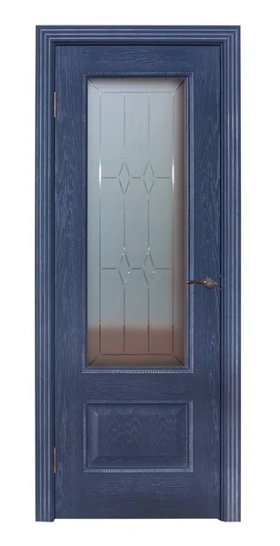 Porte de chambre bleue isolée — Photo